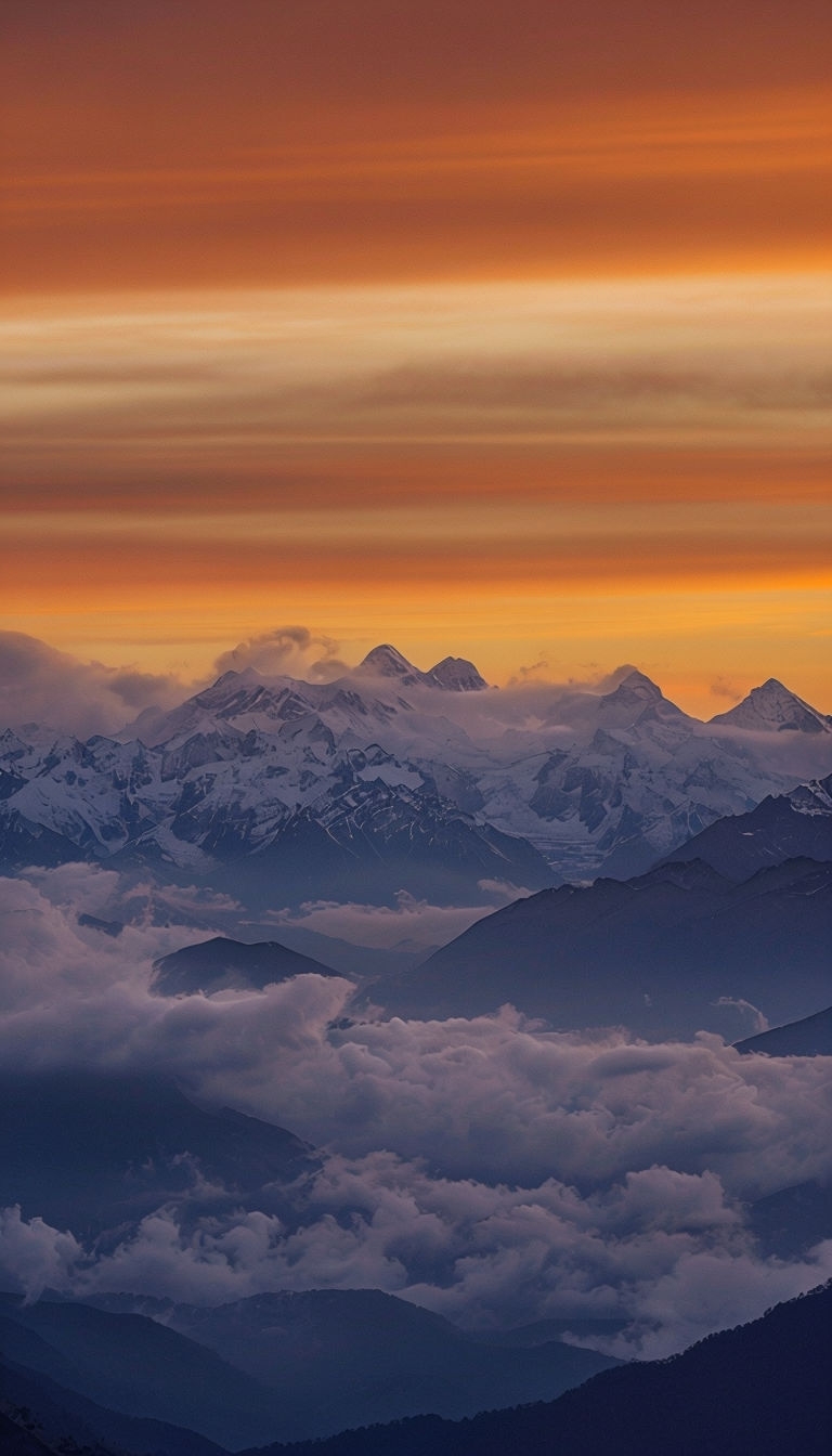 Majestic Mountain Range at Sunset Landscape Photography Mobile Wallpaper