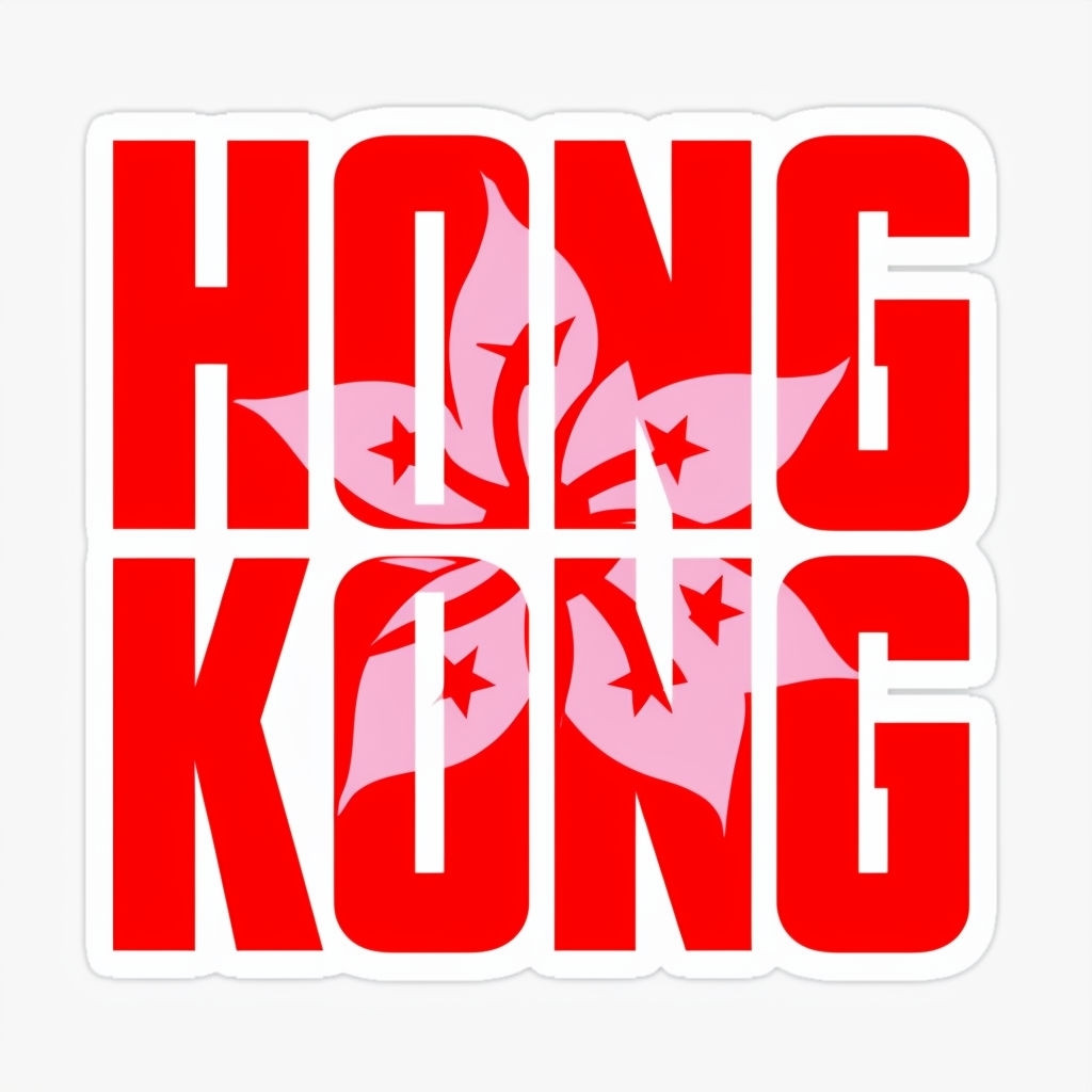 Bold Hong Kong Flag Text Design Sticker