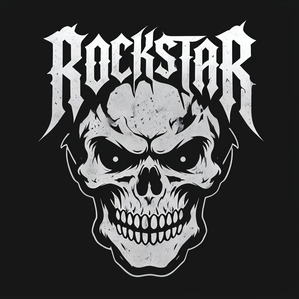 Stylish White Skull with Rockstar Text Graphic T-Shirt