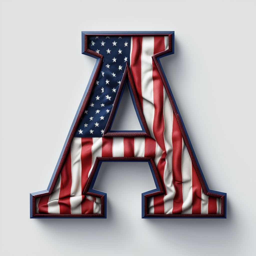 Patriotic 3D Monogram Letter A Inspired by American Flag Design Monogram