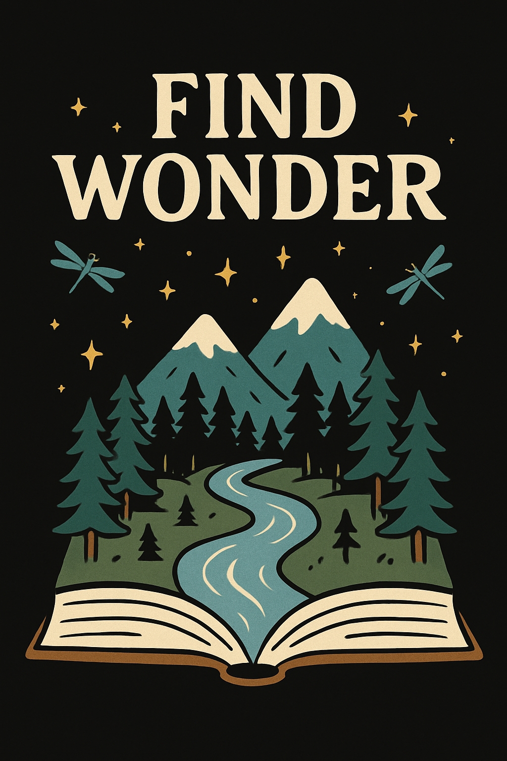Vintage Find Wonder Book and Nature Illustration T-Shirt