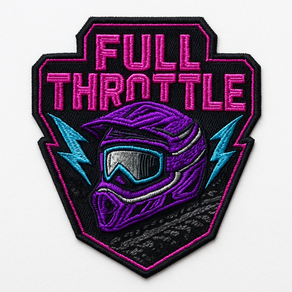 Dynamic Full Throttle Motorcycle Helmet Embroidered Patch Hat