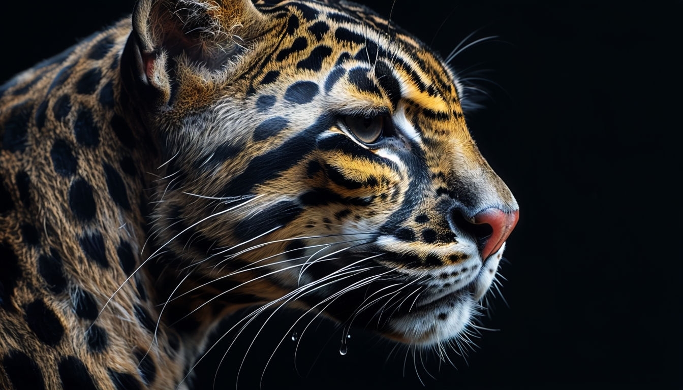 Close-Up Stunning Clouded Leopard Profile Art Virtual Background