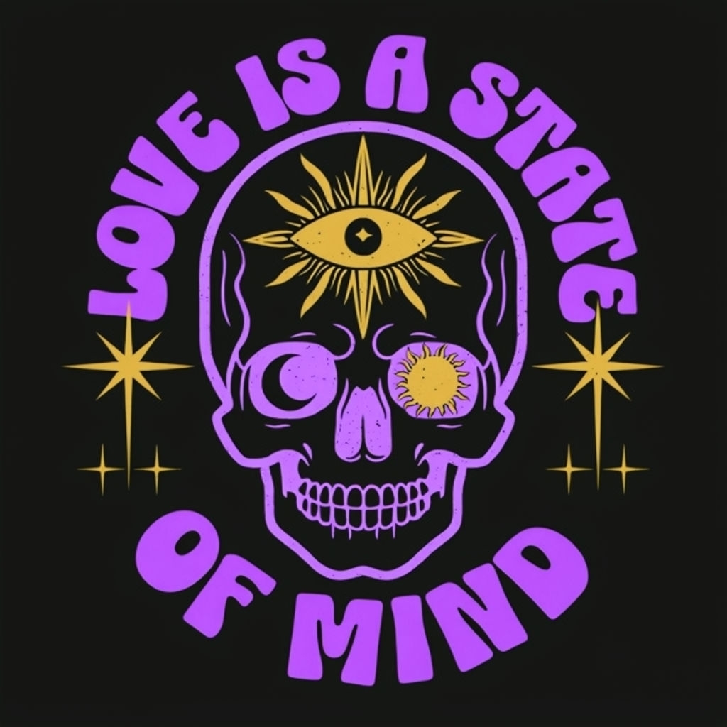Psychedelic Skull with Love is a State of Mind T-Shirt