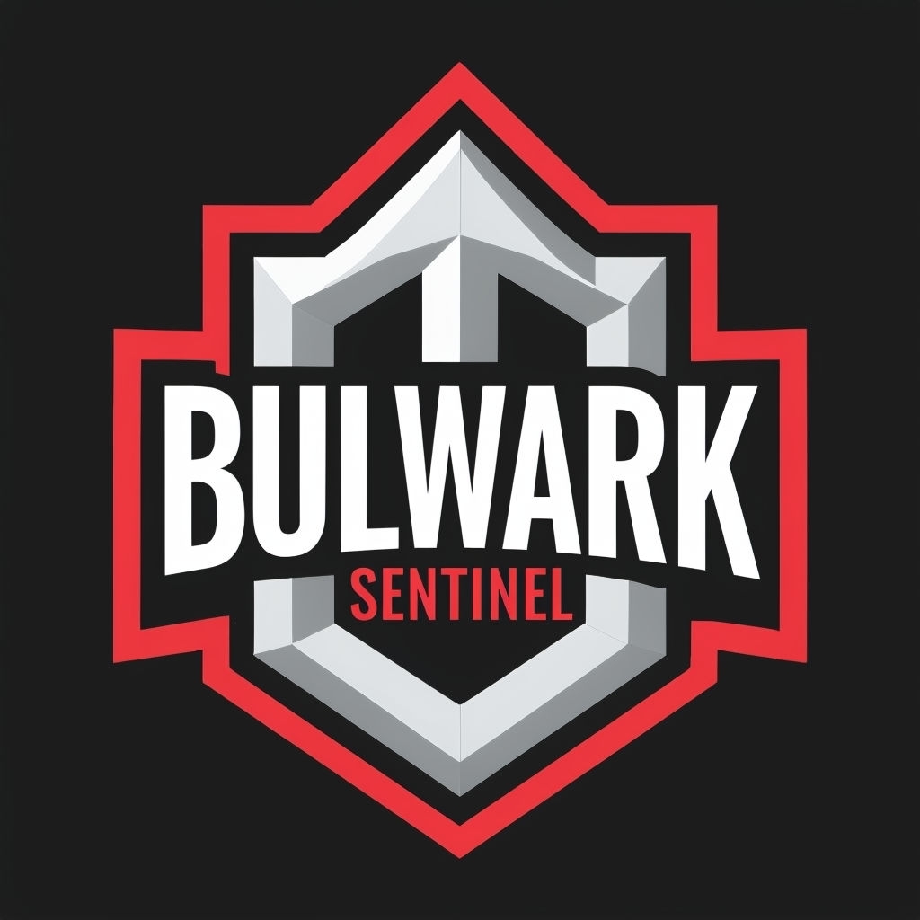 Geometric Bulwark Sentinel Shield Logo Design in Bold Colors