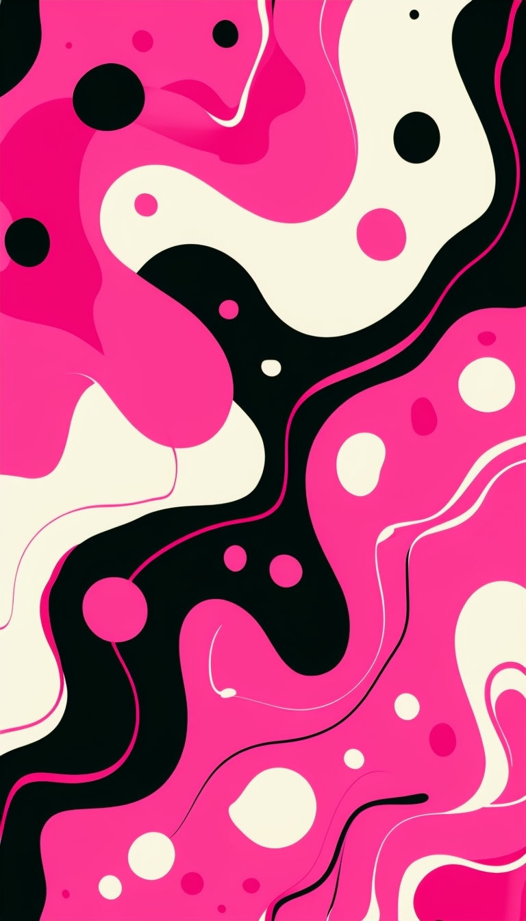 Dynamic Pink Black and White Abstract Fluid Design Phone Case Cover