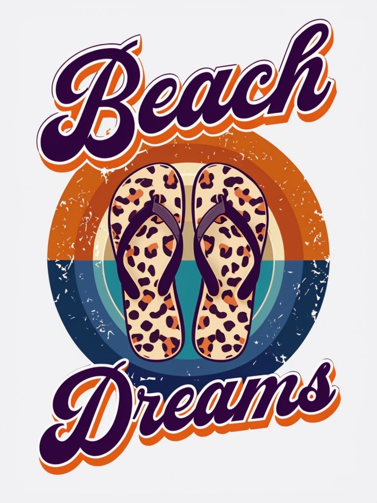 Vintage Beach Dreams Flip-Flops Graphic T-Shirt