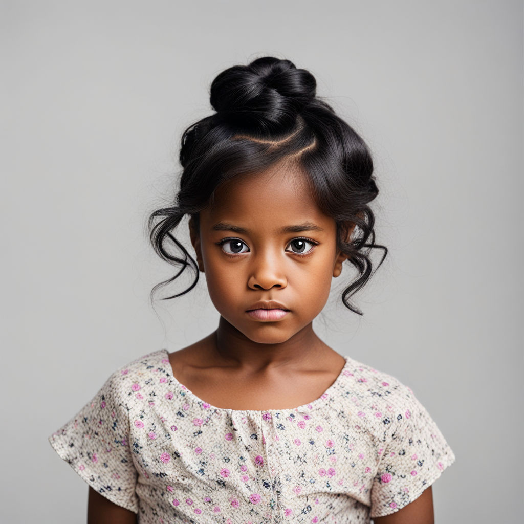 A 6 year old black girl with black hair with an angry facial... by ...