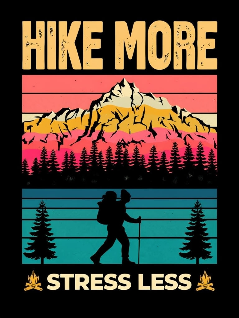 Therapeutic Hiking Adventure Vintage Graphic Design Poster