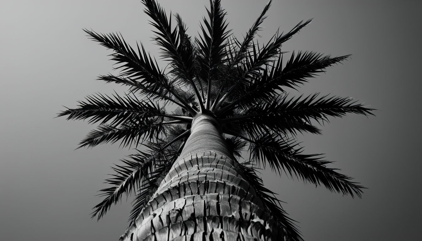Majestic Black and White Palm Tree Illustration for Virtual Backgrounds