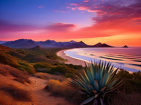 Mazatlan landscape featuring rolling hills dotted with agave... by ...