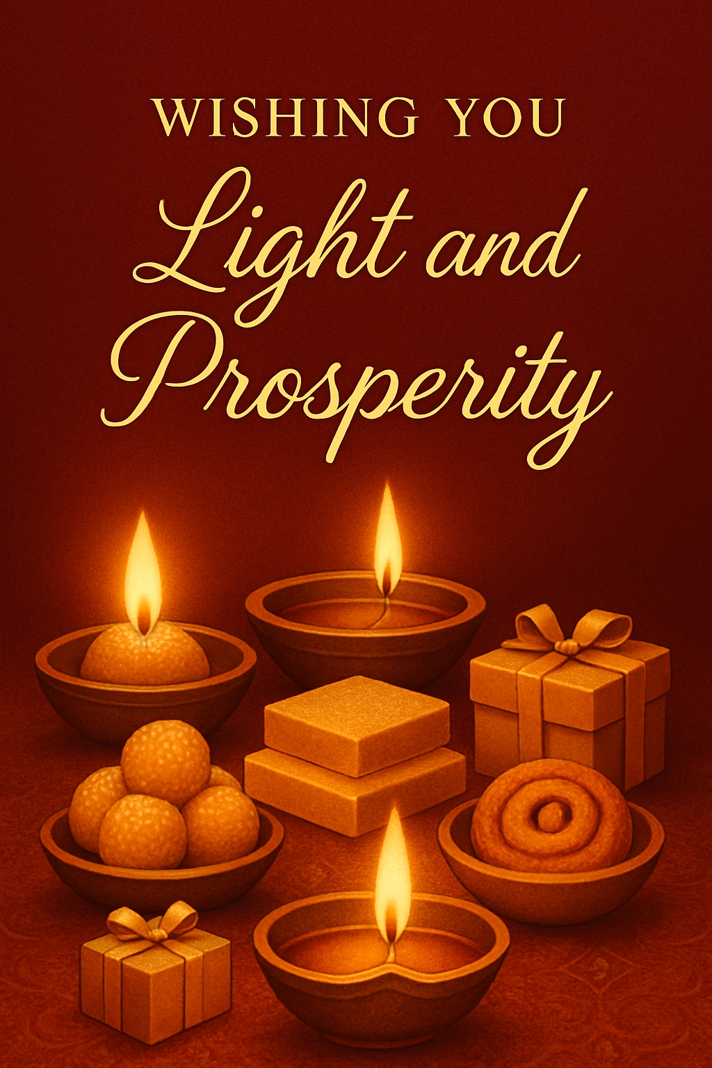 Festive Indian Greeting Card Wishing Light and Prosperity
