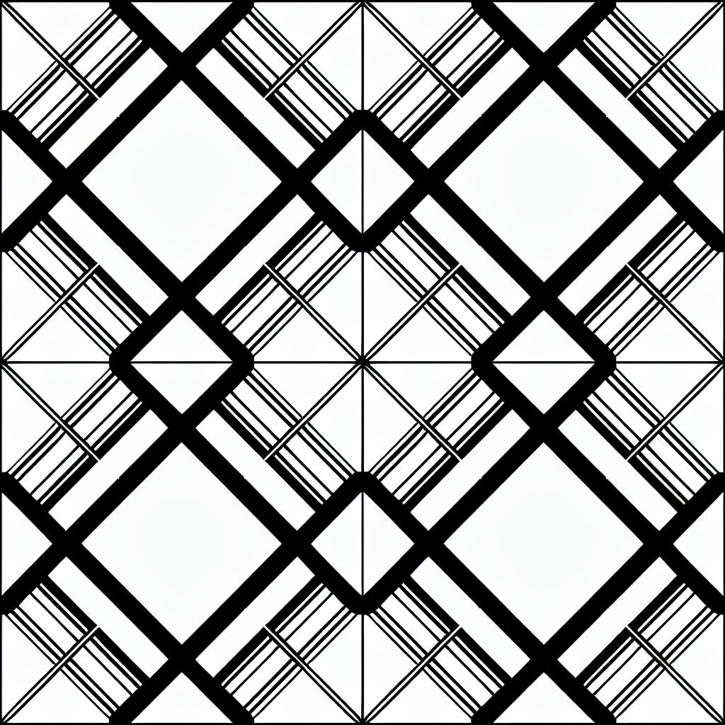 Geometric Diamond Lattice Pattern in Black and White Design Seamless Pattern