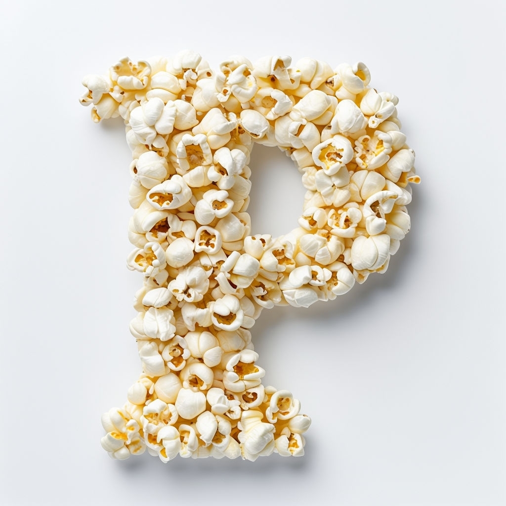 Realistic Monogram Letter 'P' Created from Popcorn Kernels Sticker