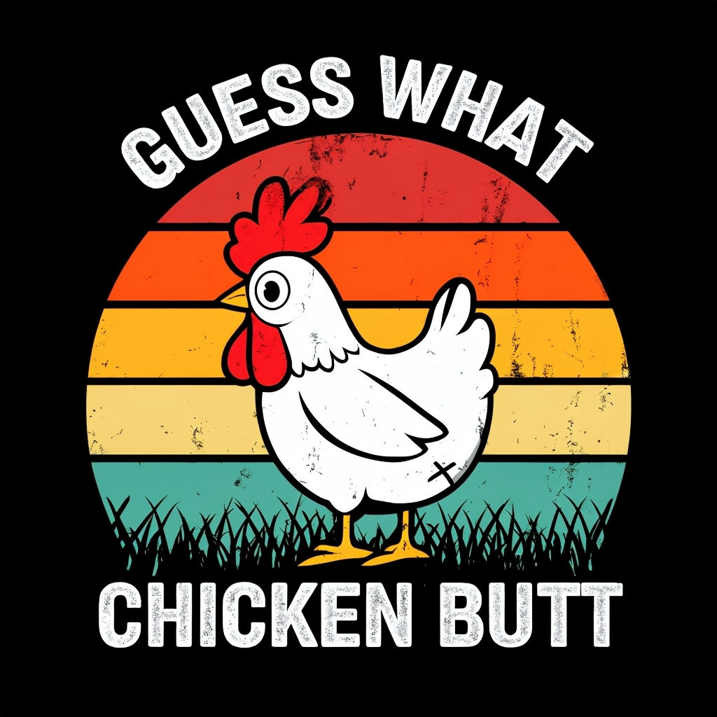 Humorous Retro Chicken Butt Design T-Shirt