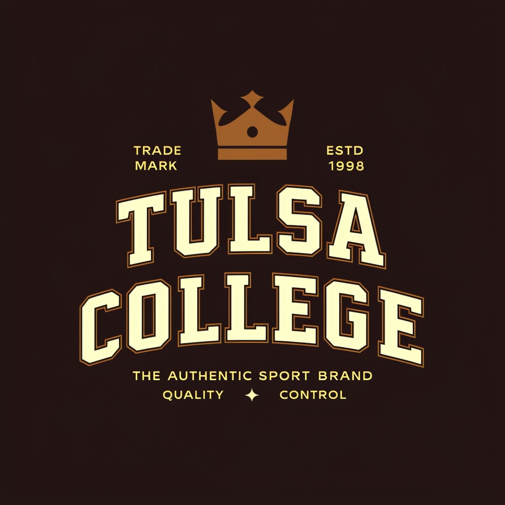 Vintage Tulsa College Logo Design T-Shirt