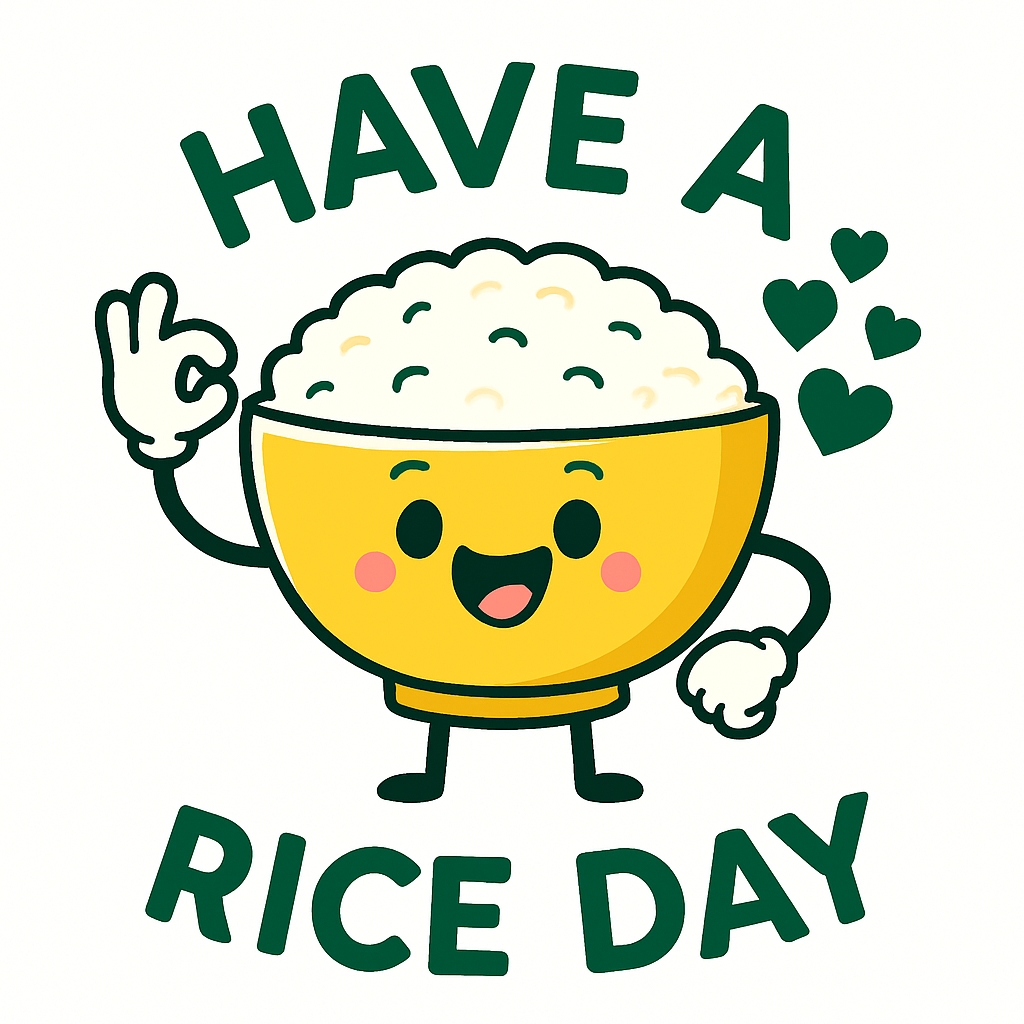 Cheerful Cartoon Rice Bowl Character with Hearts Sticker
