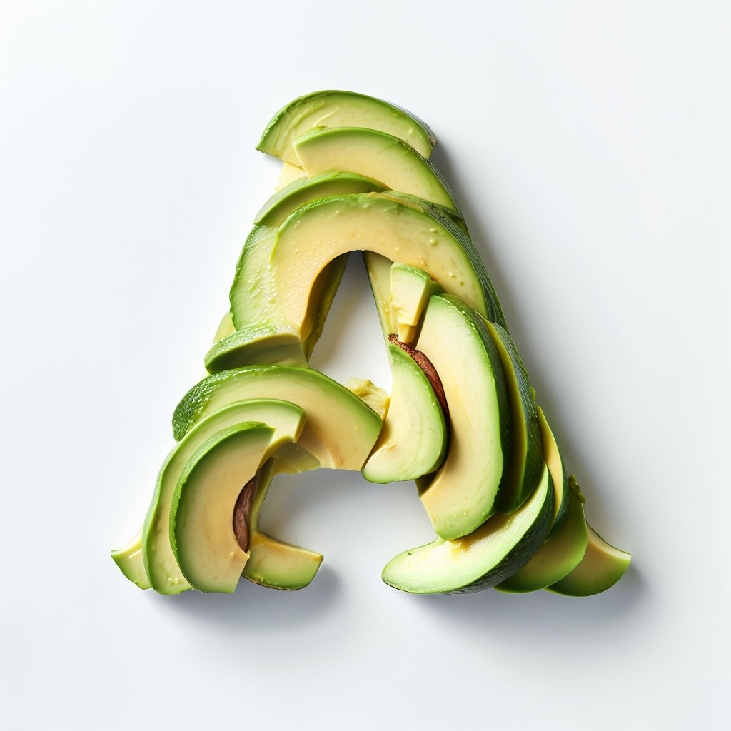 Avocado Monogram Letter A in Clean Food Photography Sticker