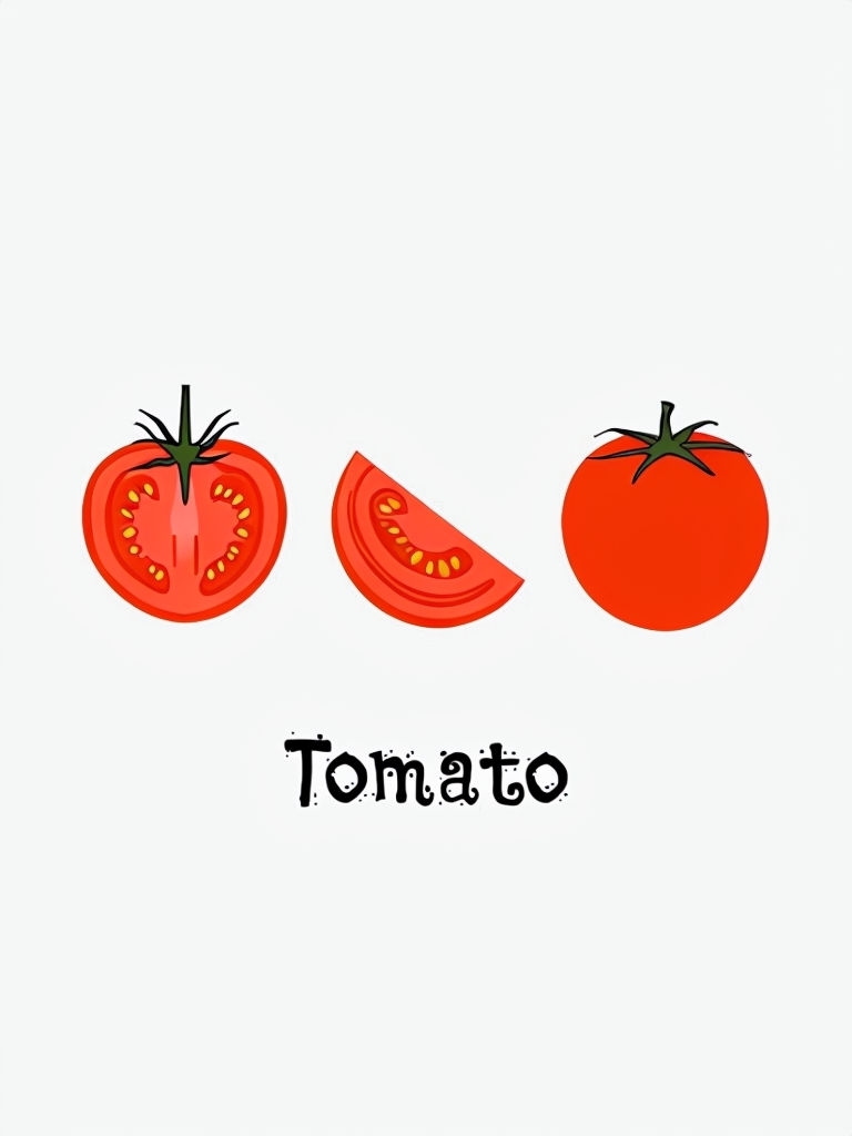 Minimalist Cartoon Tomato Illustrations with Playful Text Poster