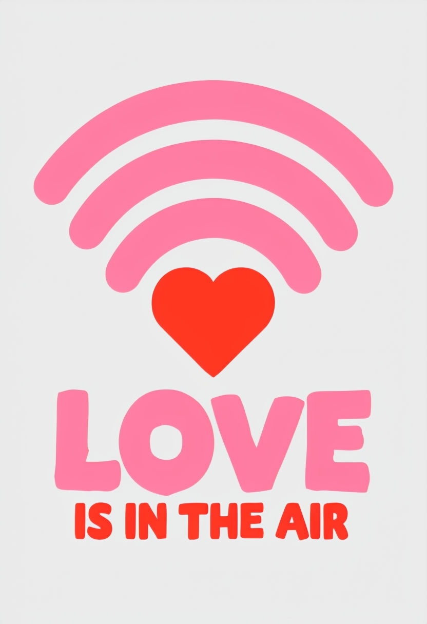 Love WiFi Symbol Minimalist Graphic Design Poster