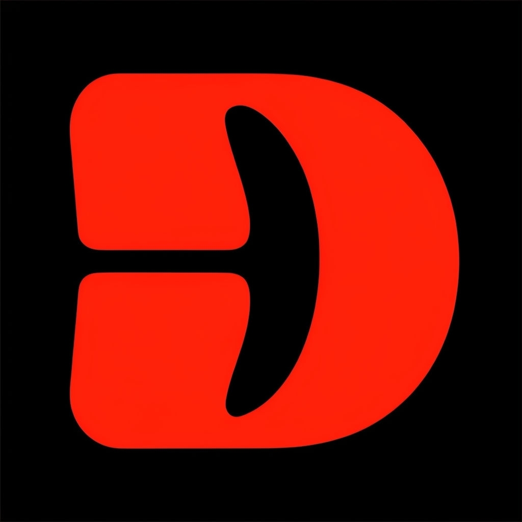 Vibrant Red Stylized Letter D Graphic Design Monogram