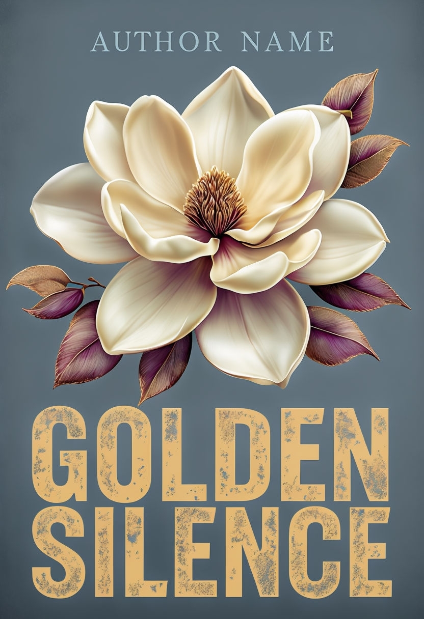 Elegant Golden Silence Magnolia Flower EBook Cover Design