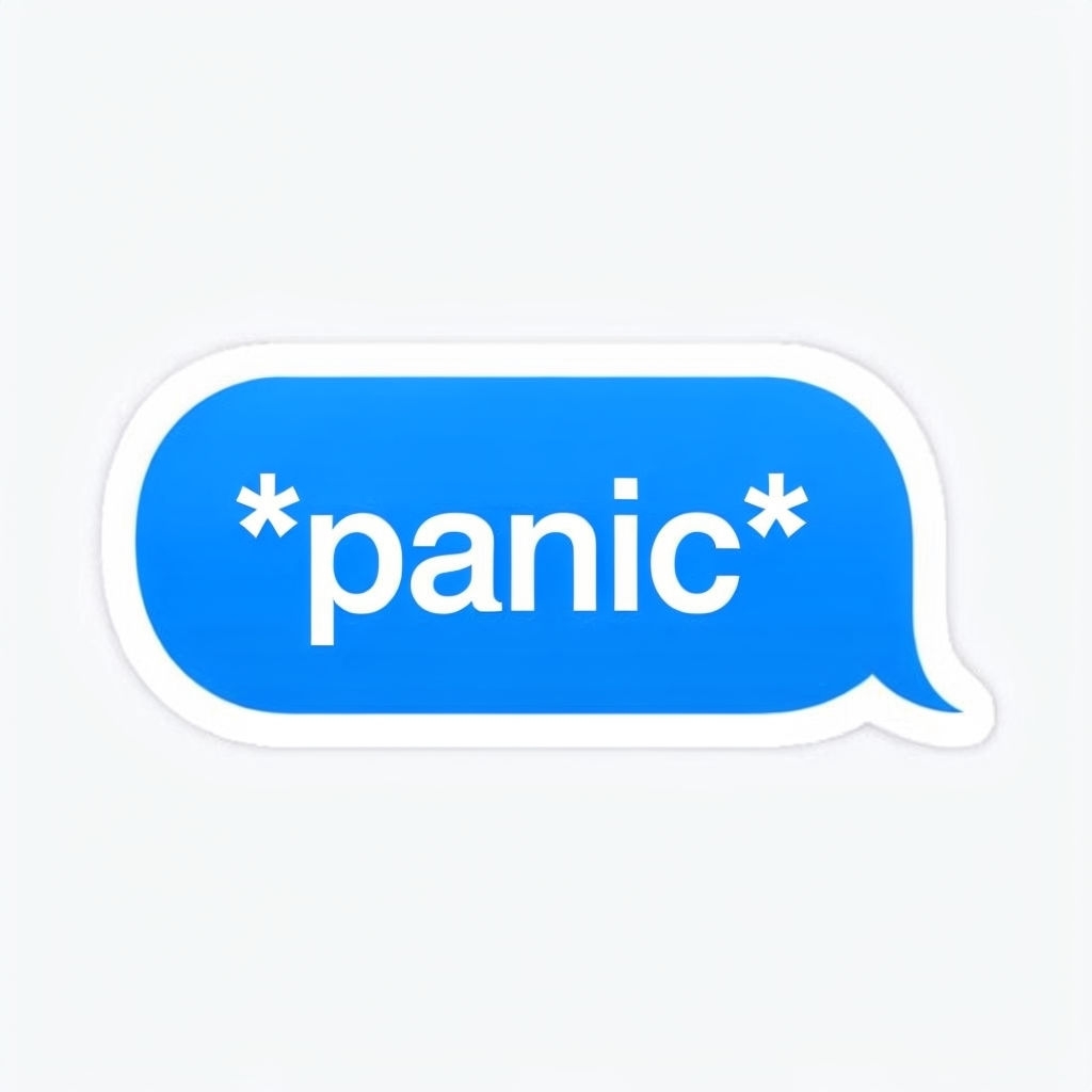 Panic Bold Text in a Blue Speech Bubble Minimalist Sticker