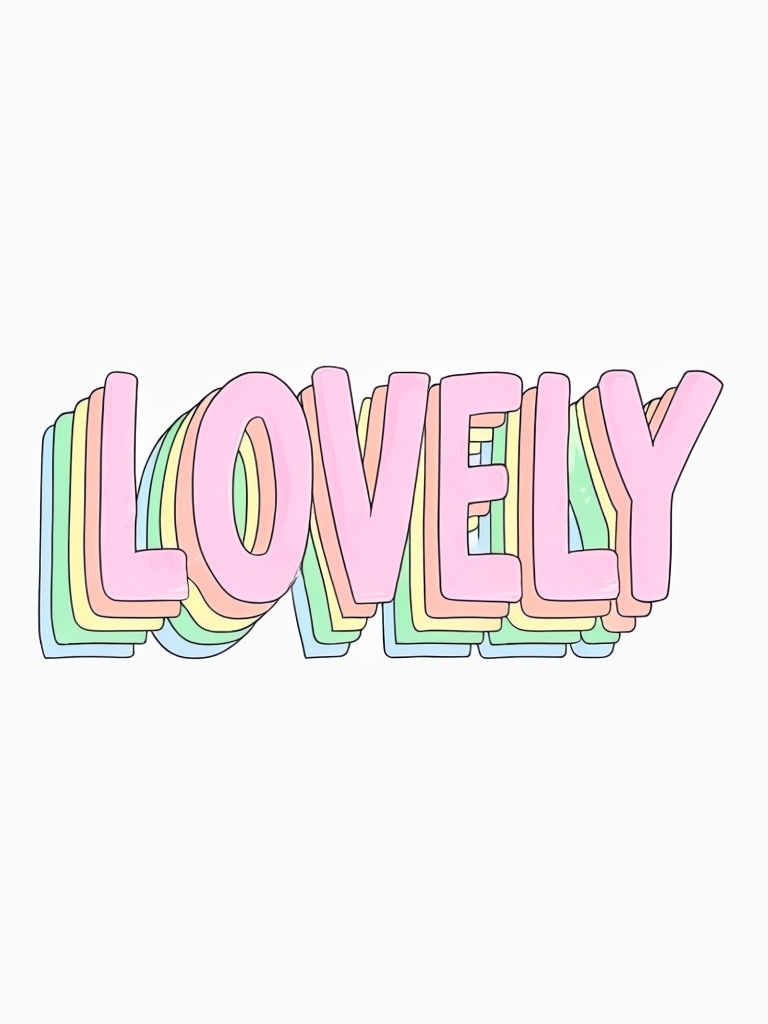 Playful 'LOVELY' Cartoon Typography Illustration Poster