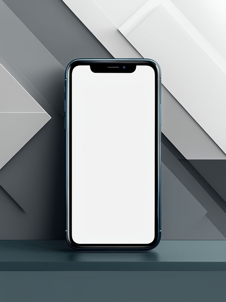 Sleek Dark Teal Smartphone Geometric Shapes Mockup