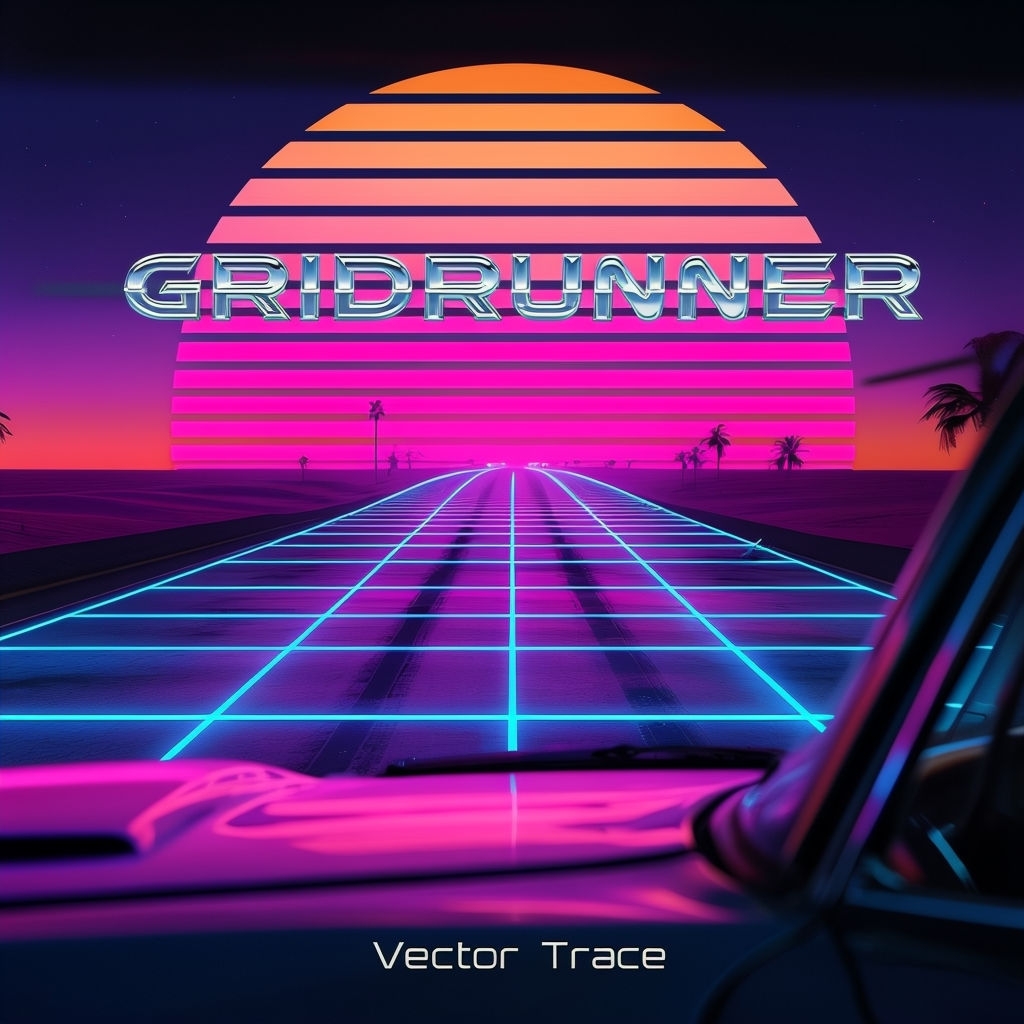 Retro-Futuristic Album Cover Design for GRIDRUNNER by Vector Trace Spotify Album Cover