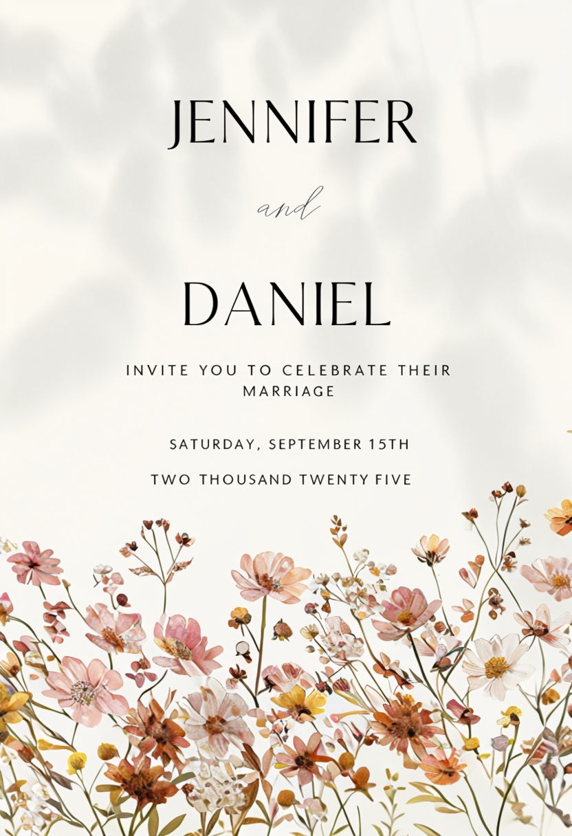 Elegant Minimalist Cream Wedding Invitation 