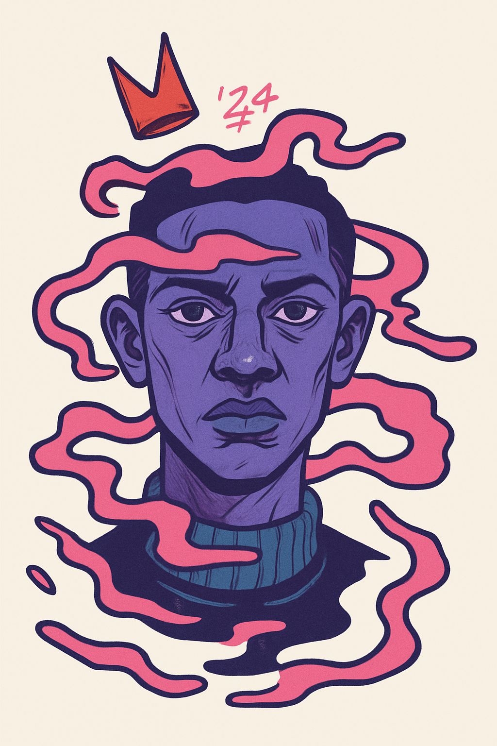 Surreal Frontal Portrait with Abstract Elements T-Shirt