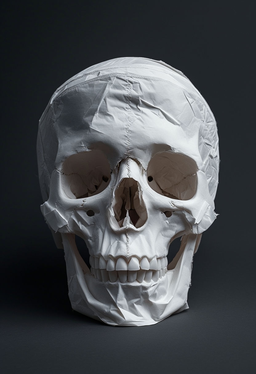 Minimalist Toilet Paper Skull Sculpture Art Photography