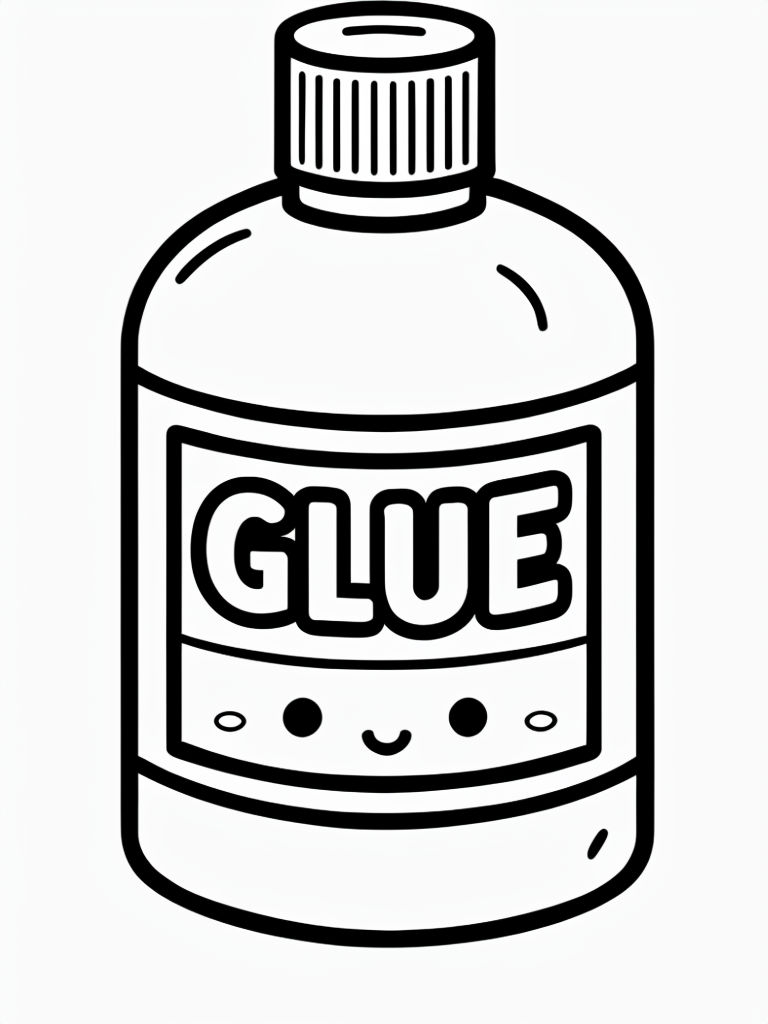 Cute Cartoon Glue Bottle Outline for Coloring Book Pages