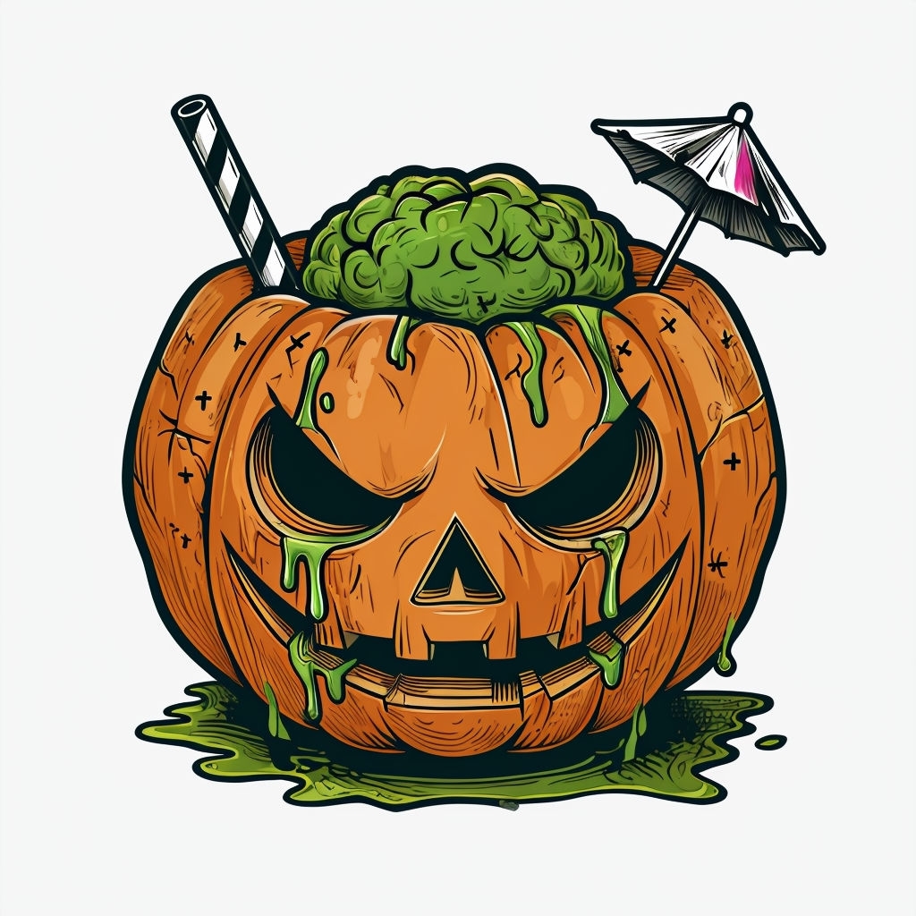 Whimsical Jack-O'-Lantern with Creepy Elements Sticker