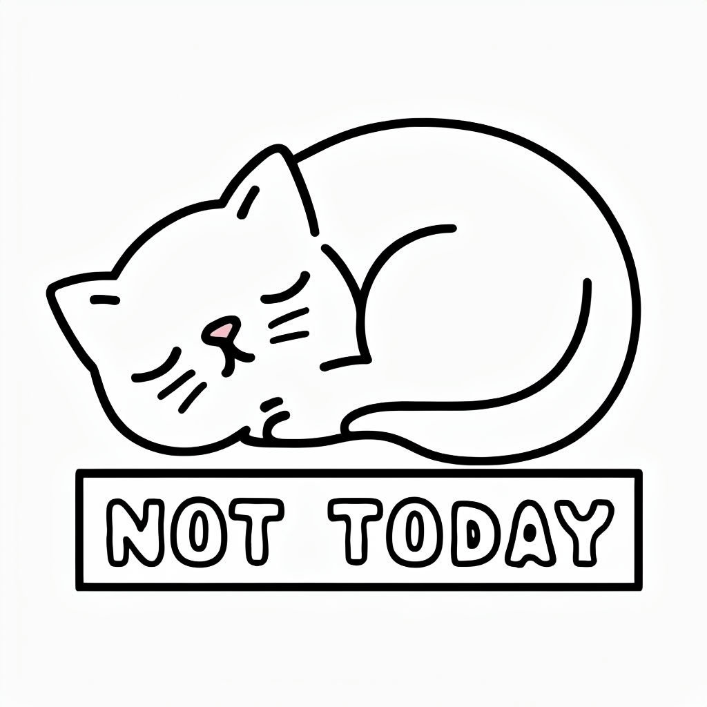 Sleeping Cat Outline with 'Not Today' Text Mug