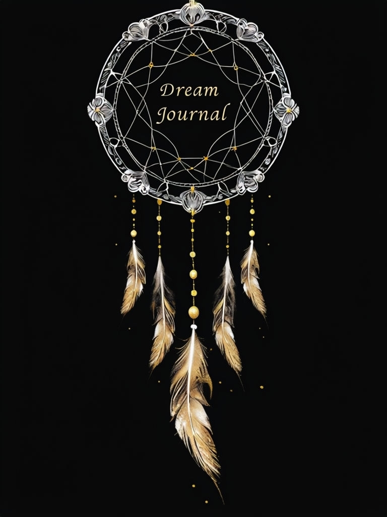 Elegant Black Dream Journal with Ornate Dreamcatcher Design EBook Cover