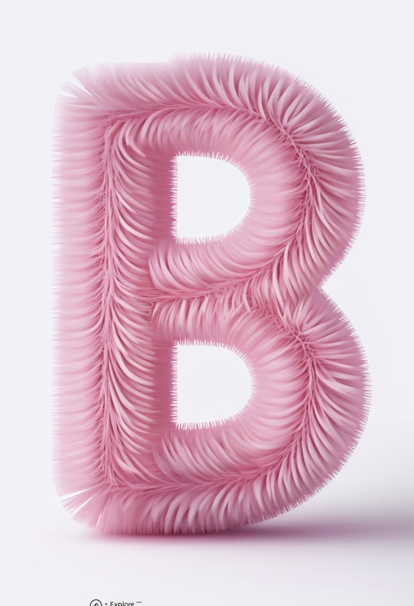 Fuzzy Pink Uppercase Letter B Illustration for Whimsical Design Monogram