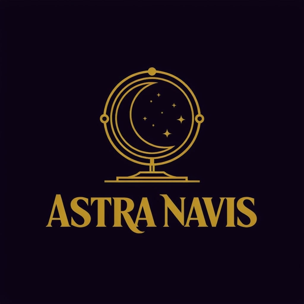Elegant Celestial Astra Navis Logo Design on Black Background