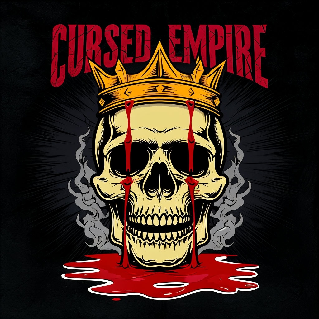Cursed Empire Gothic Skull Illustration T-Shirt