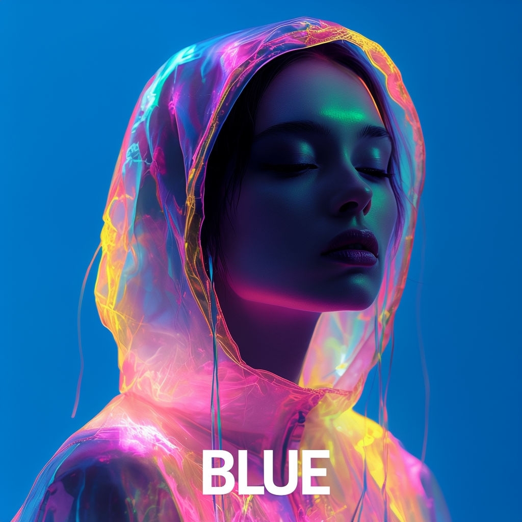 Futuristic Neon Portrait with Contemplative Expression Cover Art Spotify Album Cover