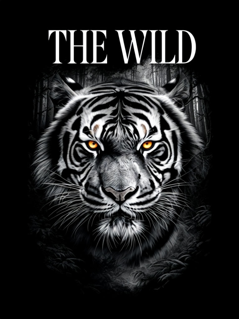 Majestic Black and White Tiger Emerging from Shadows T-Shirt