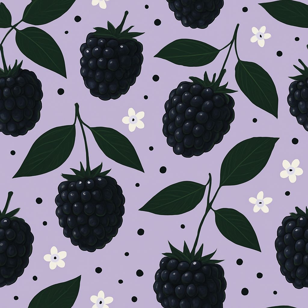 Lavender Background Blackberry Seamless Pattern Design