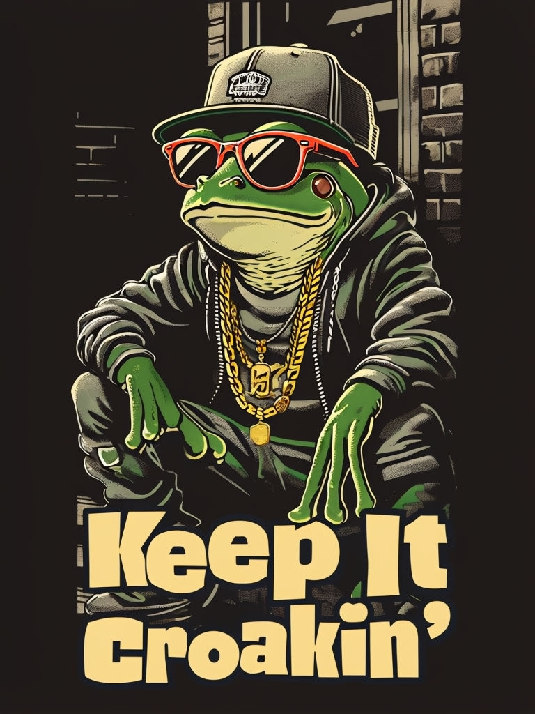 Gangster Frog with Gold Chain and Hip-Hop Style Quote Poster