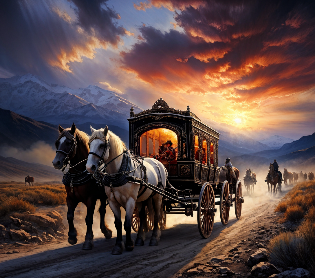 1820 carriage pulled by horses by Rafael Correira - Playground