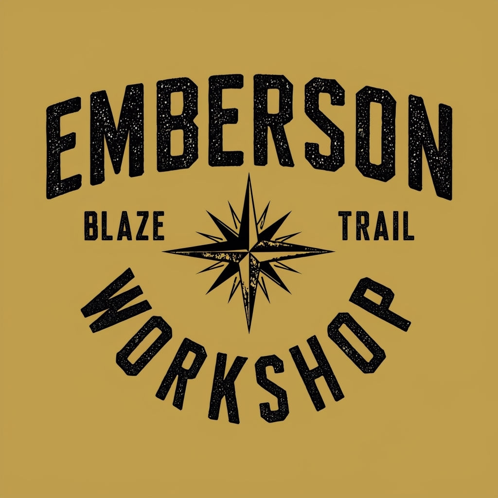 Bold Vintage Embergson Workshop Logo with Compass Rose Design