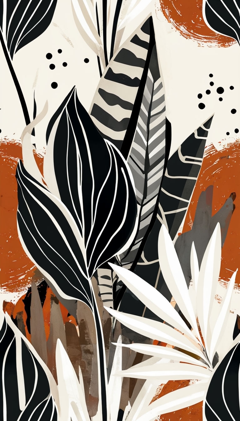 Modern Abstract Botanical Seamless Pattern Illustration