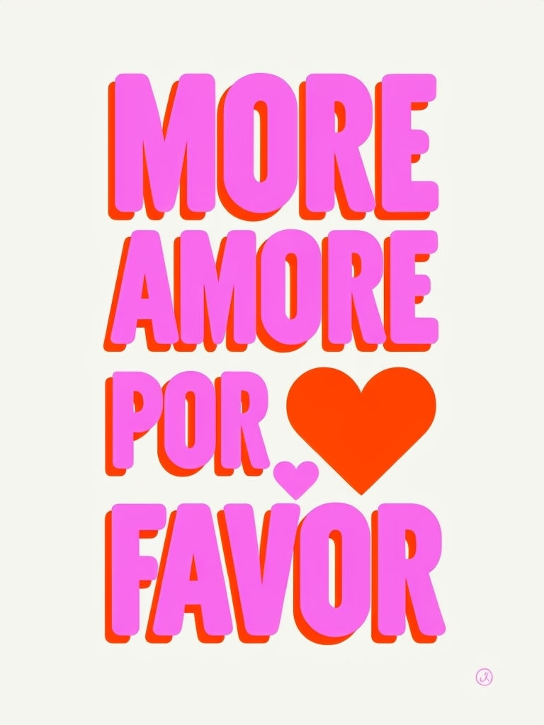 Cheerful More Amore Por Favor Typography Art Print Sticker