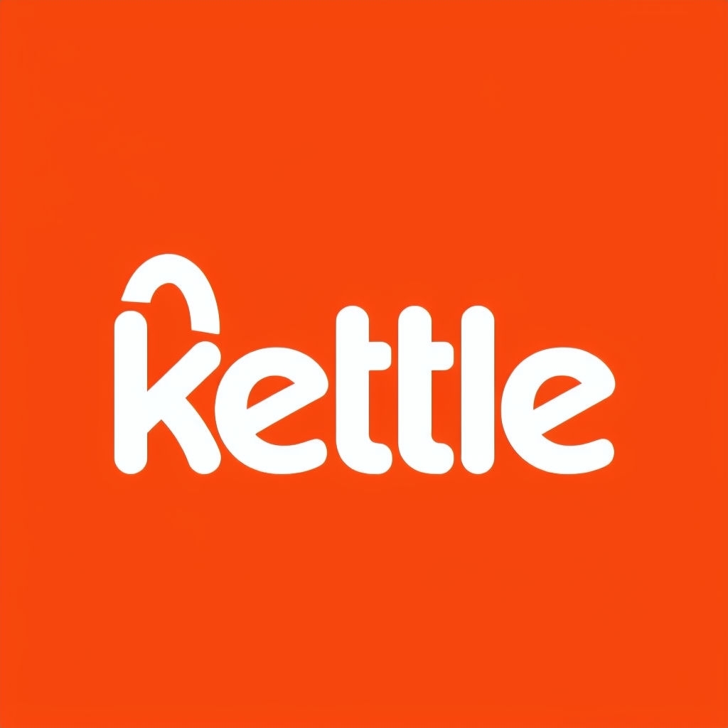 Modern Kettle Logo on Vibrant Orange Background T-shirt