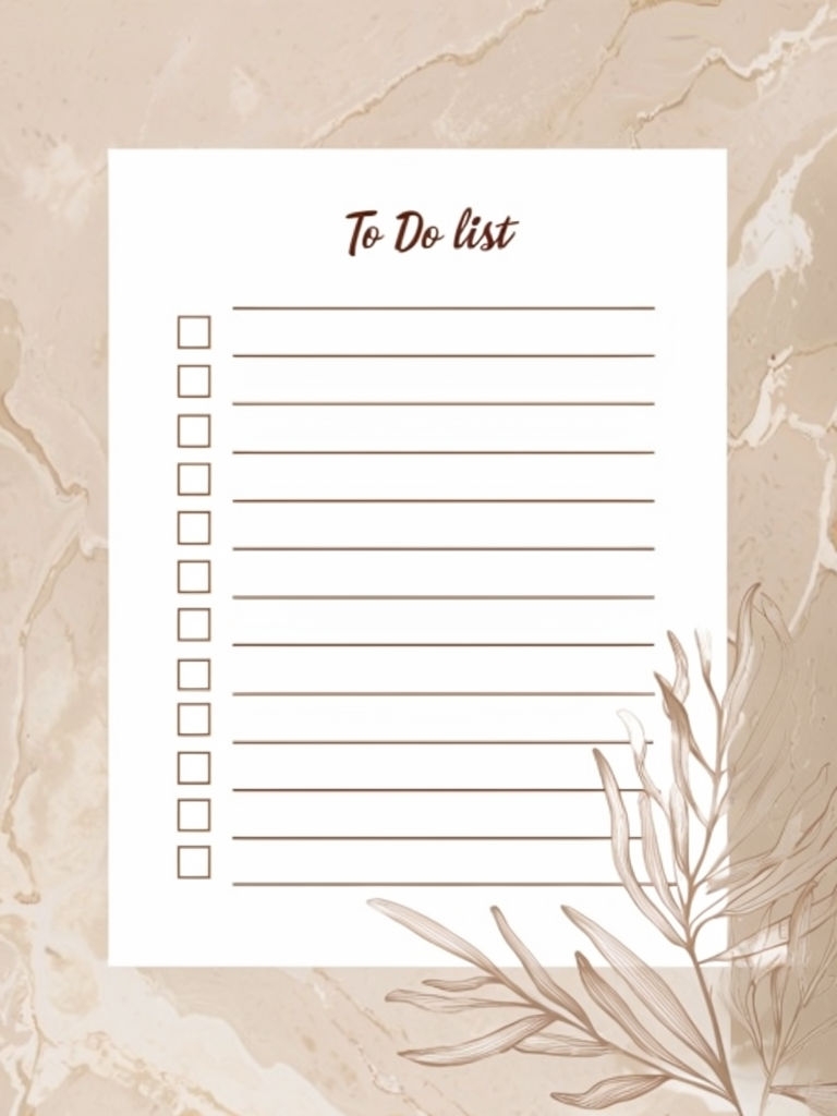 Minimalist To-Do List Template with Botanical Illustrations EBook Cover